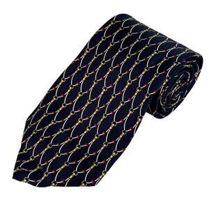 The Custom Shop Nautical Rope Pattern Silk Tie Hand Tailored Blue Mens One Size